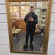 Trumeau art déco doré, miroir biseauté