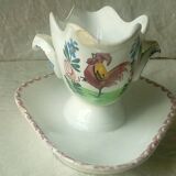 Earthenware gravy boat decorated with Sarreguemines rooster Hamage northern France