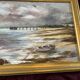 Tableau paysage maritime avec barque, signé Stauzin