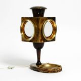 Mid Century italian table lamp with ashtray like a lantern by Aldo Tura