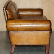 Mustang Leather Art Deco Style Sofa Fully Restored