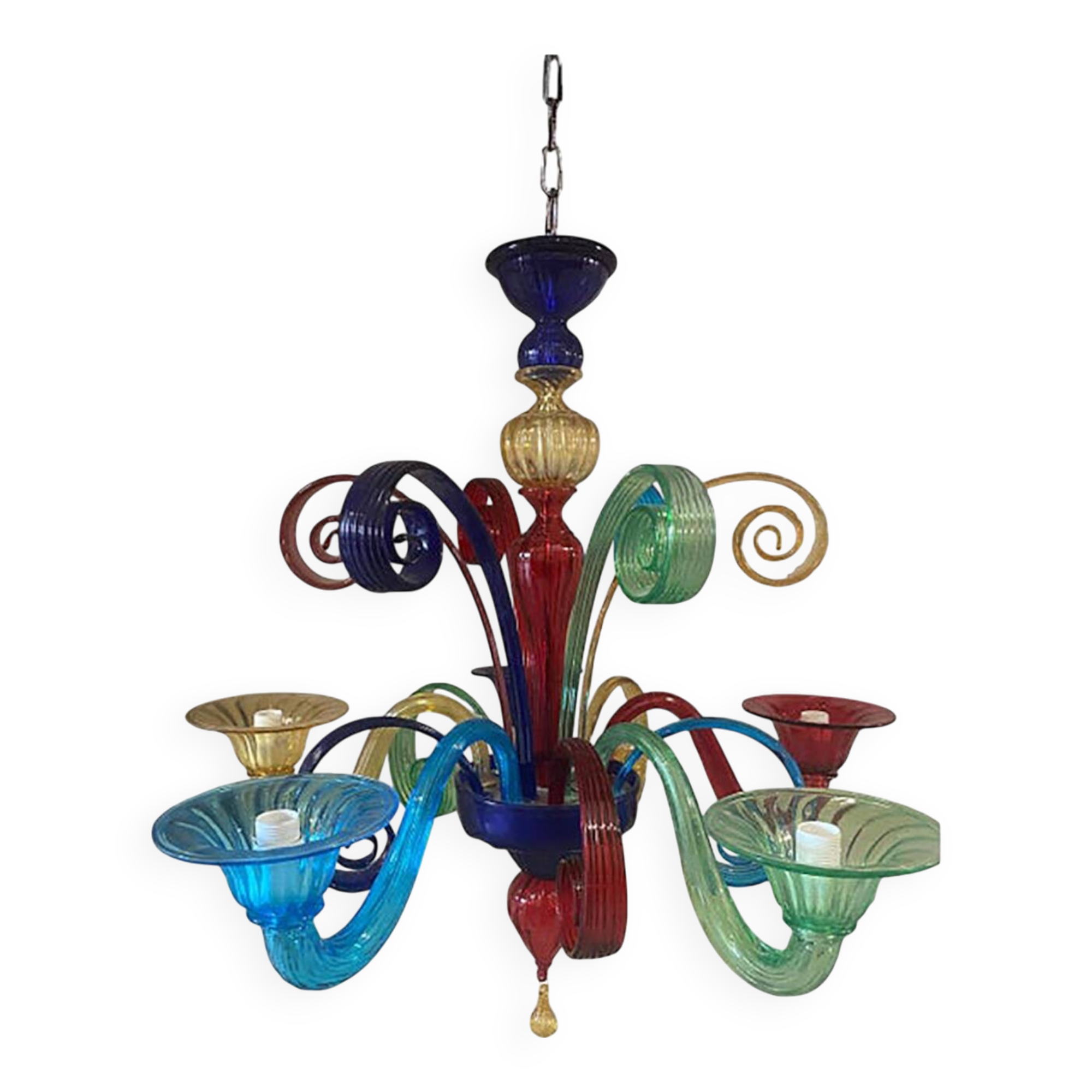 Murano Multicolors Glass Chandelier Random Colors 5 Arms