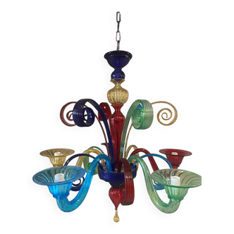 Murano Multicolors Glass Chandelier Random Colors 5 Arms