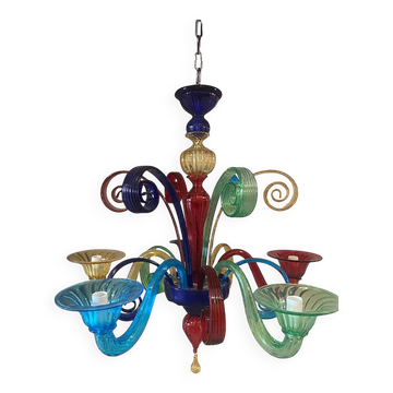 Murano Multicolors Glass Chandelier Random Colors 5 Arms