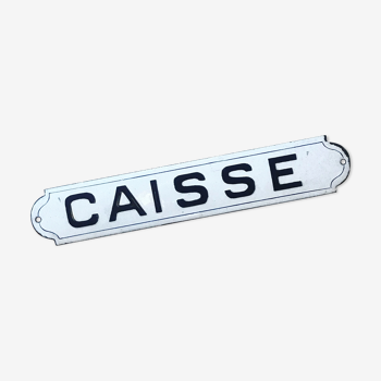 "caisse" enamelled trade plate.