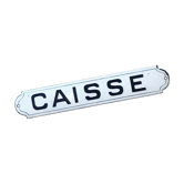 Plaque de commerce émaillée "caisse"