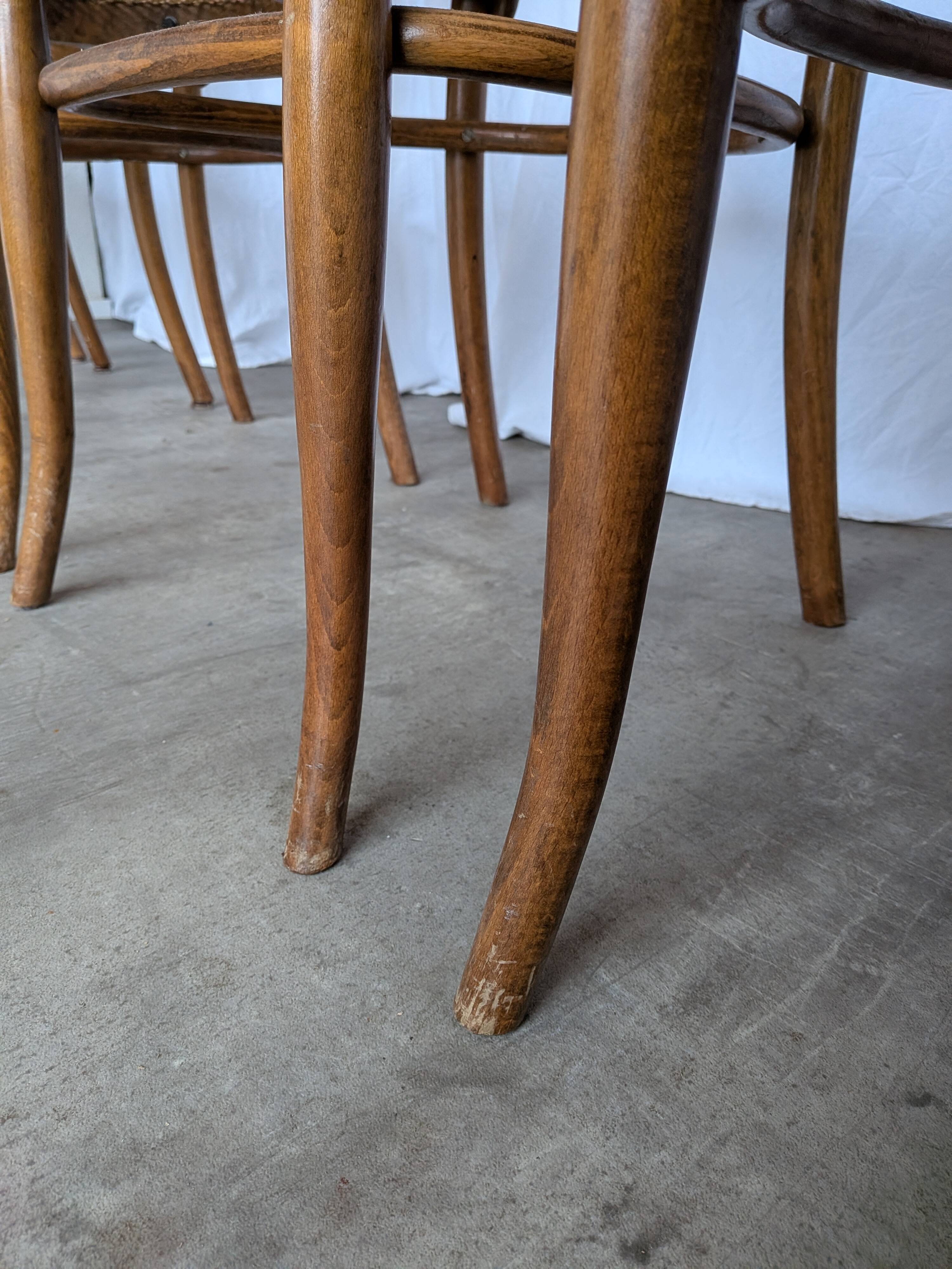 Set of 6 Vintage Bentwood Cane Dining Chair, Thonet Style, 1970s Yugoslavia