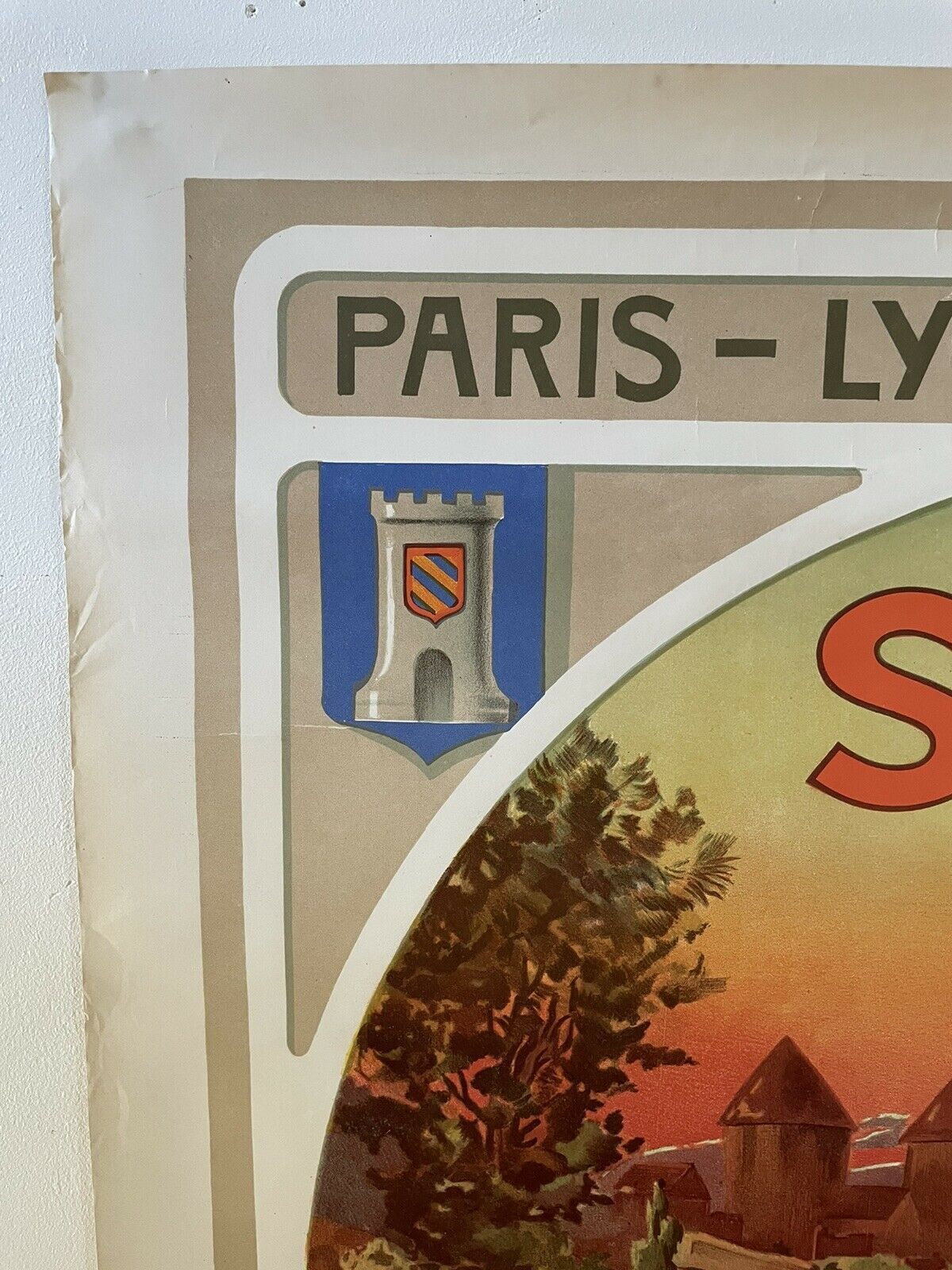 Original poster chemin de fer plm - semur en auxois, henri polard