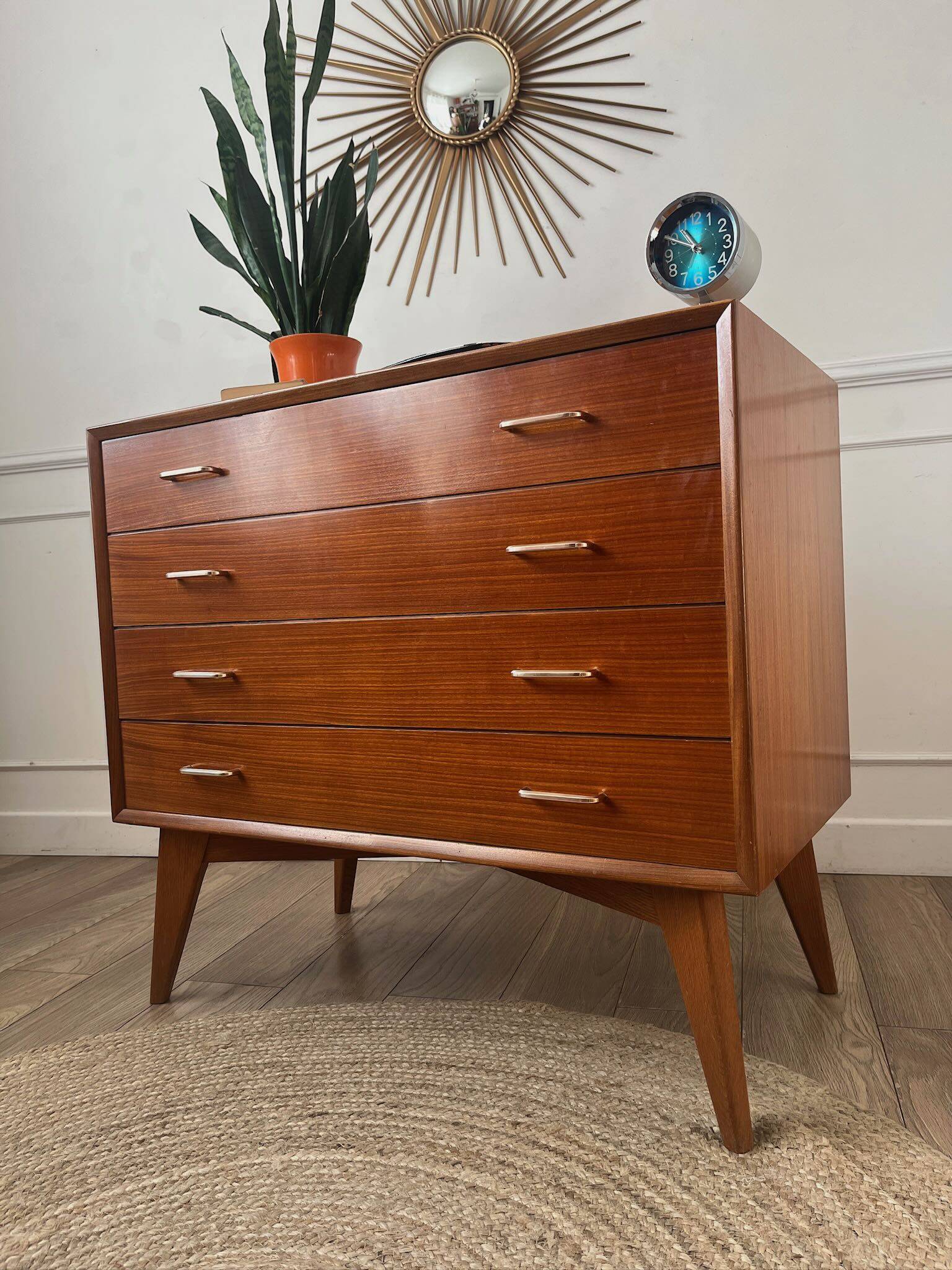 Vintage chest of drawers with compass feet