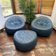 Ottoman Ensemble Cinna — 2 armchairs + leather pouf — Noé Duchaufour-L.