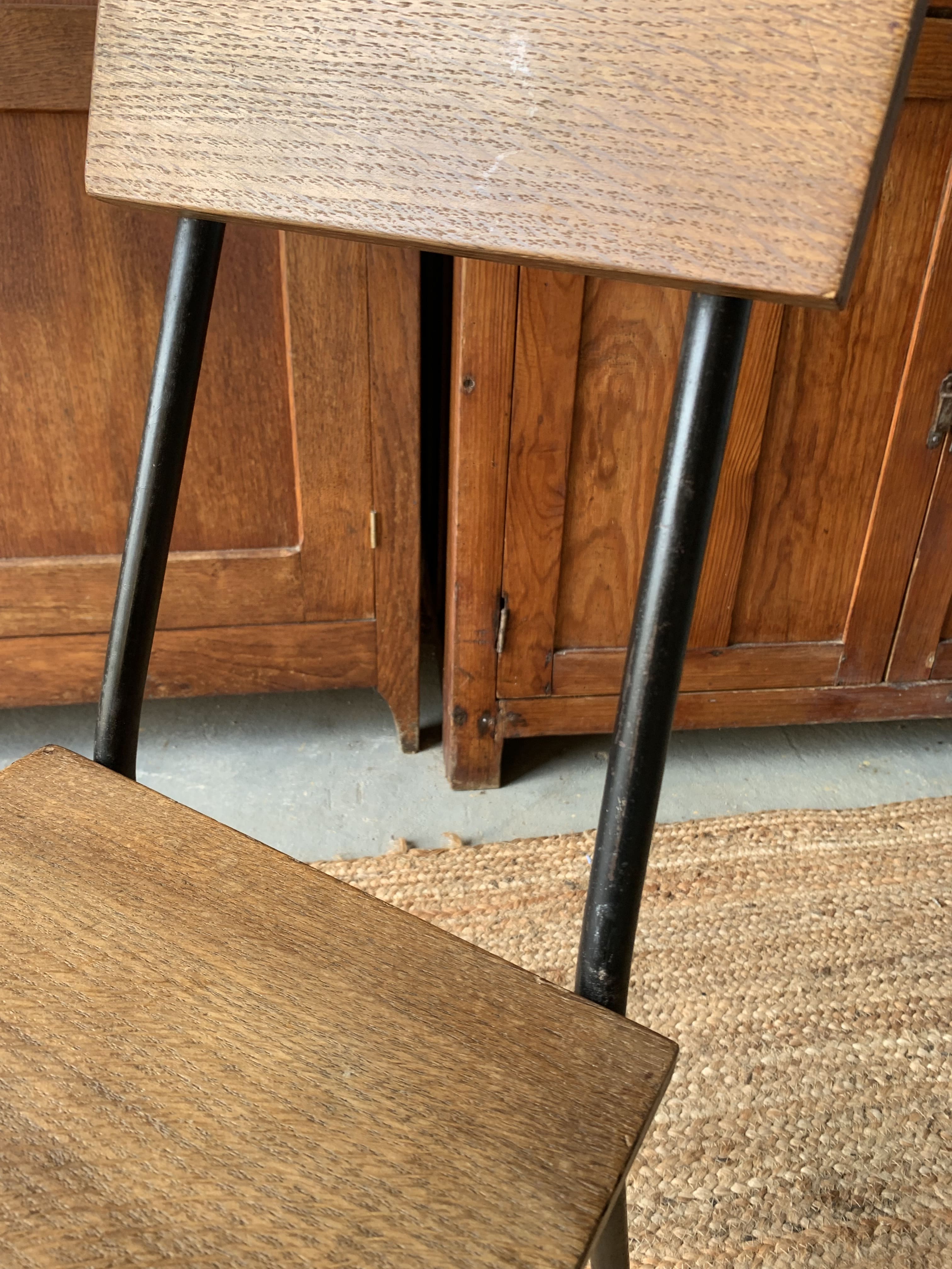 Wooden and metal school chair