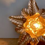 Vintage wall light in gold metal with leaf decorations