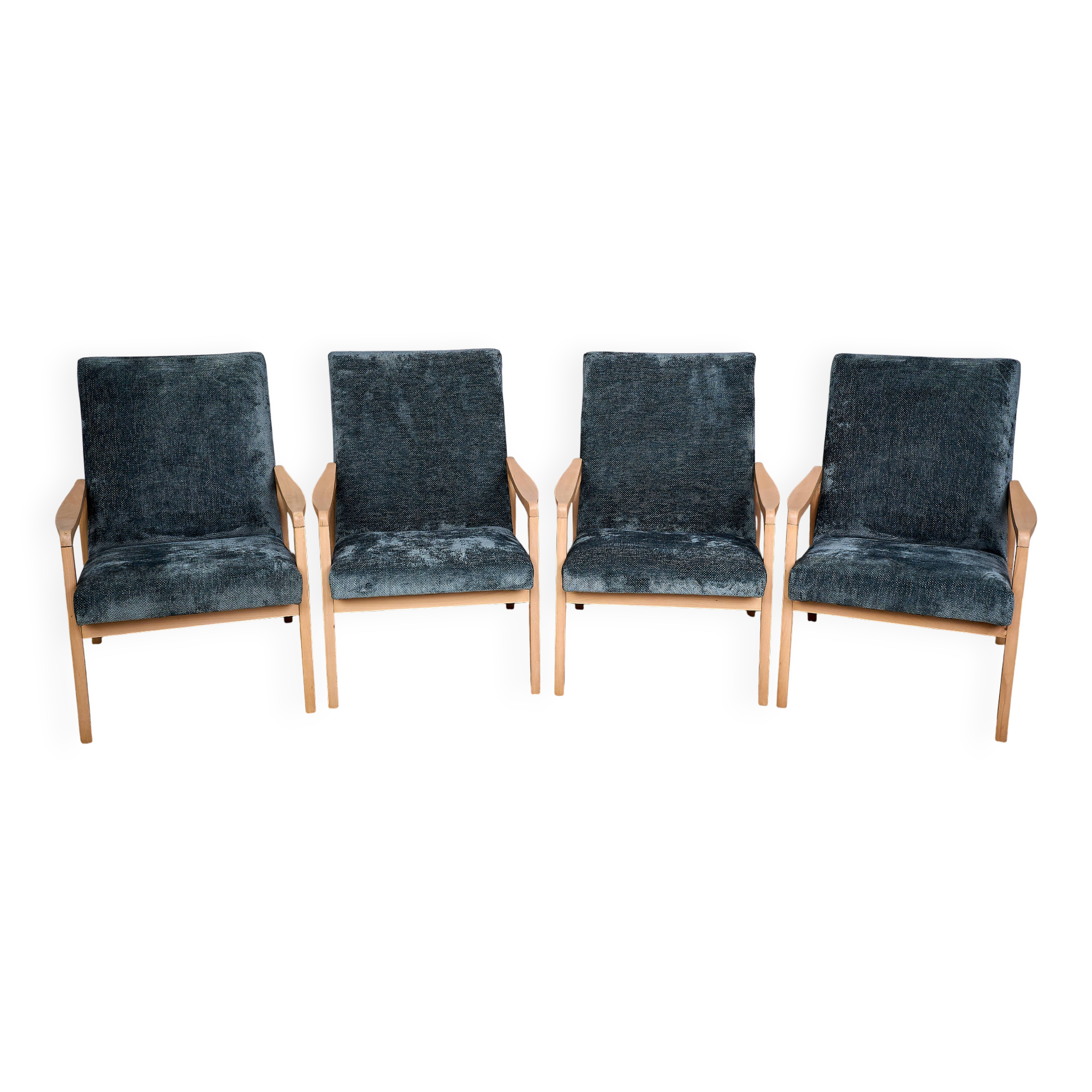 Set of 4 armchairs designed by J. Jiroutek, TON Czechoslovakia, 1960s