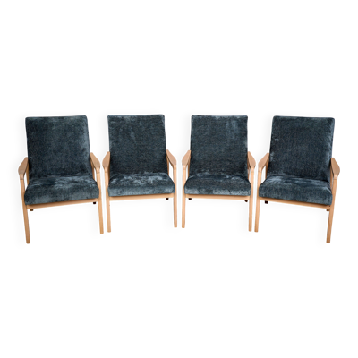 Ensemble de 4 fauteuils conçus par J. Jiroutek, TON Tchécoslovaquie, années 1960