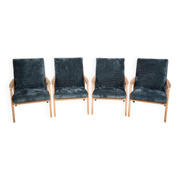 Set of 4 armchairs designed by J. Jiroutek, TON Czechoslovakia, 1960s