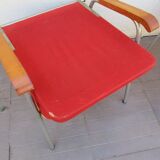 Pair vintage red velvet armchairs 50/60 years