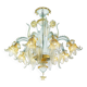 Luxury Italian Clear and Gold-Leaf Chandelier With Flowers and Leaves Muran