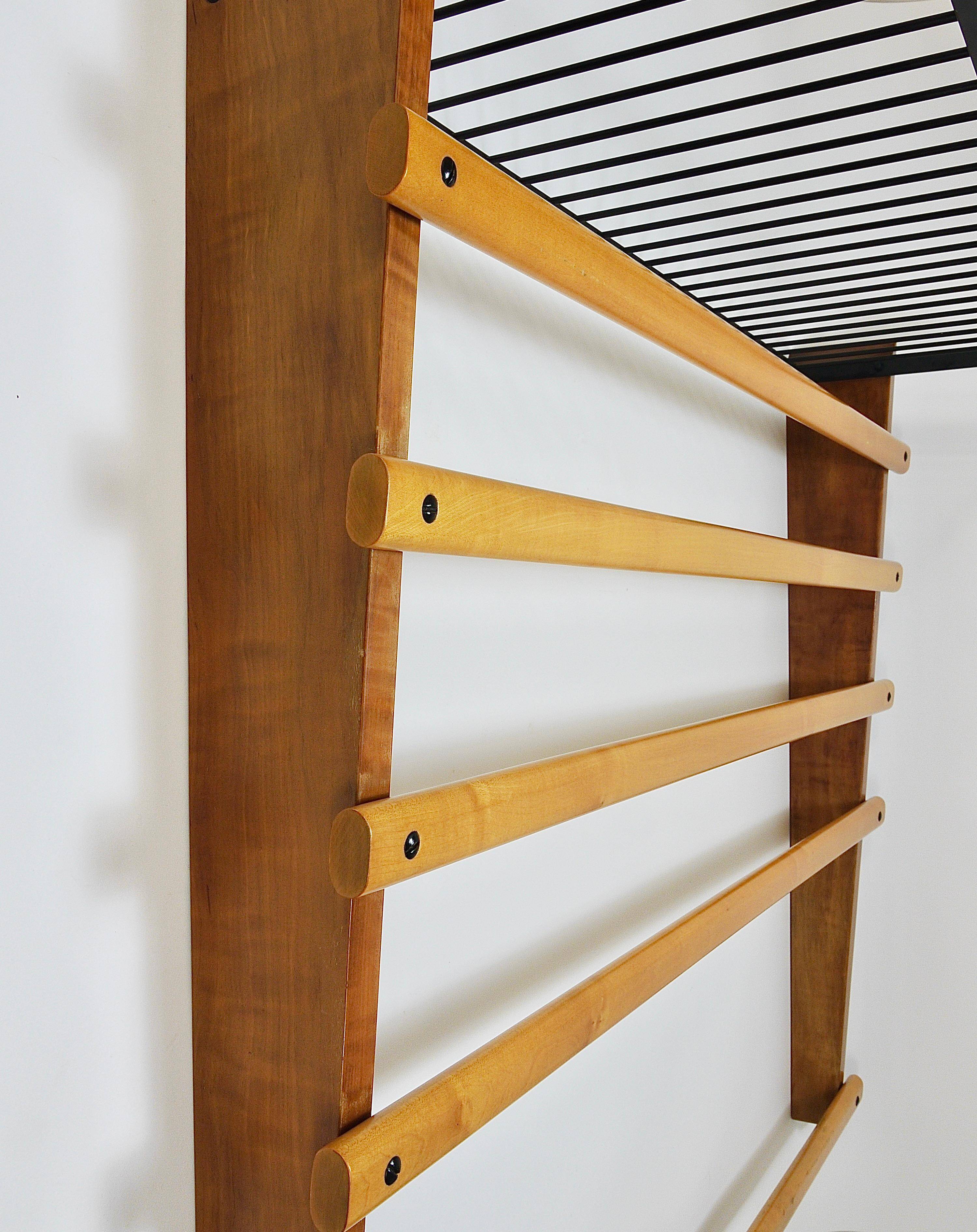 Rare coat rack by Carl Auböck with hat rack, cabinet, brass, walnut and beech, 1950s.