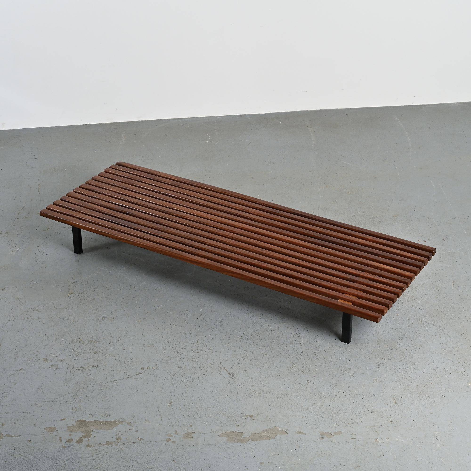 Cansado bench in mahogany by Charlotte Perriand, Mauritania, 1962