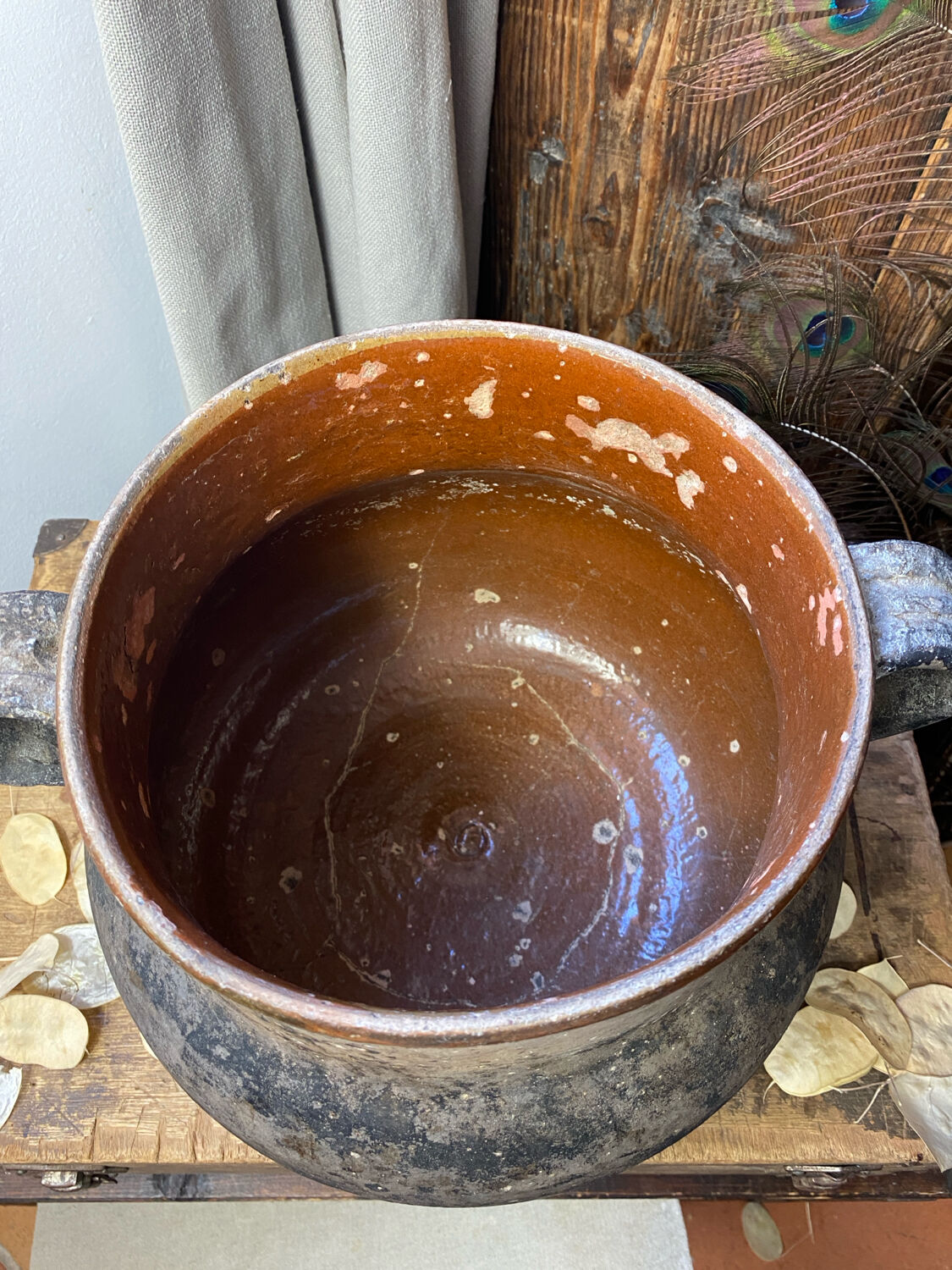 Antique terracotta pot with handles Vallauris