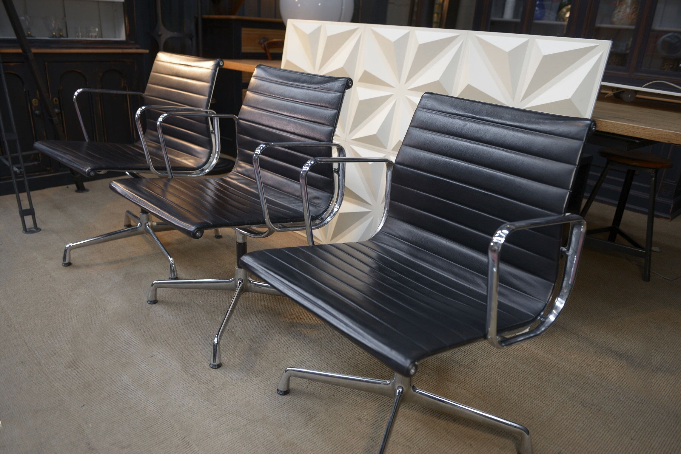 Vintage Leather Swivel Armchairs Ea108 by Charles and Ray Eames for Vitra