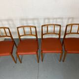 Mid-Century Danish Teak and Leather Dining Chairs by Johannes Andersen for Uldum Møbelfabrik, 1950s, Set of 4