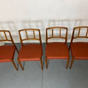 Mid-Century Danish Teak and Leather Dining Chairs by Johannes Andersen for Uldum Møbelfabrik, 1950s, Set of 4