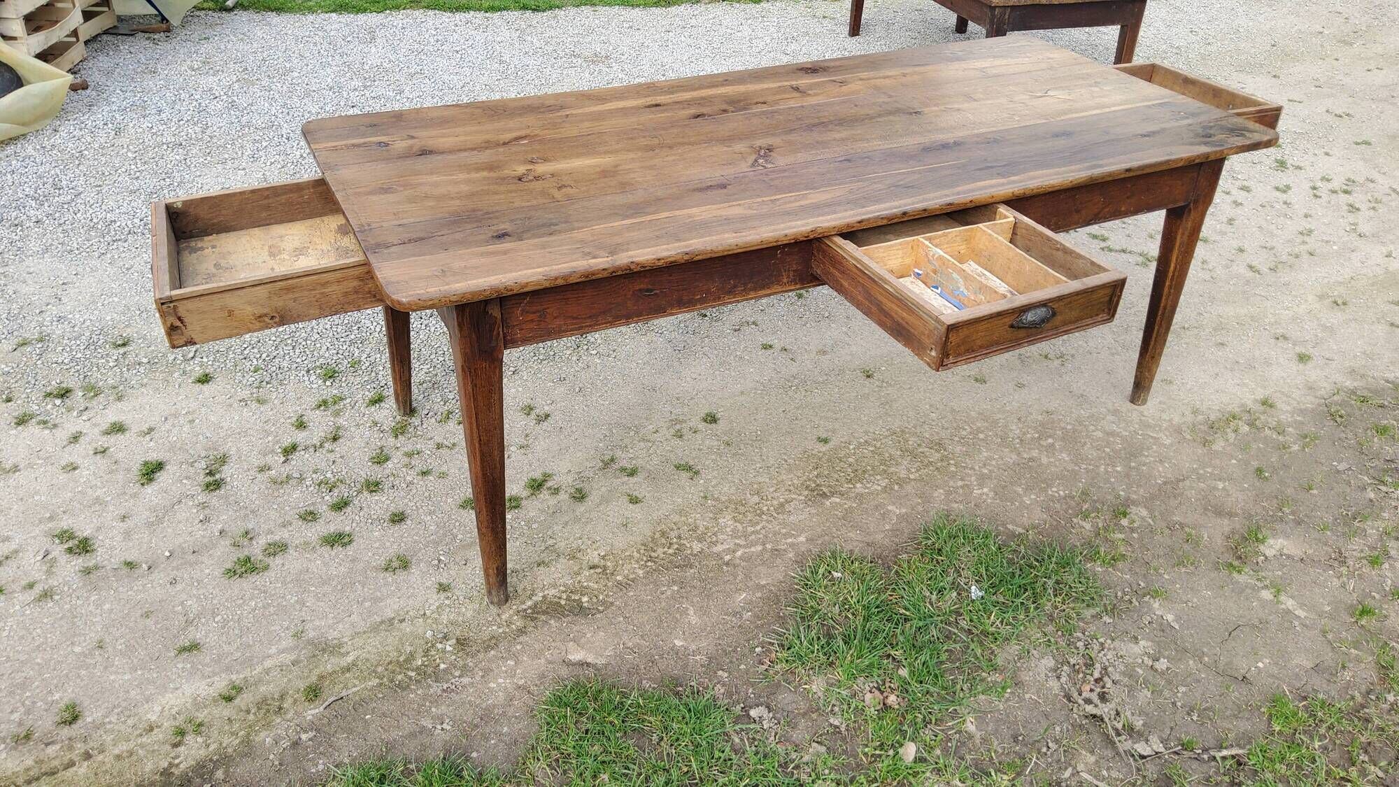 Farmhouse table NINETEENTH CENTURY OAK 200cm feet spindles 3 drawers belt