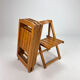 Set of 4 Italian Birchwood Folding Chairs, 1970s