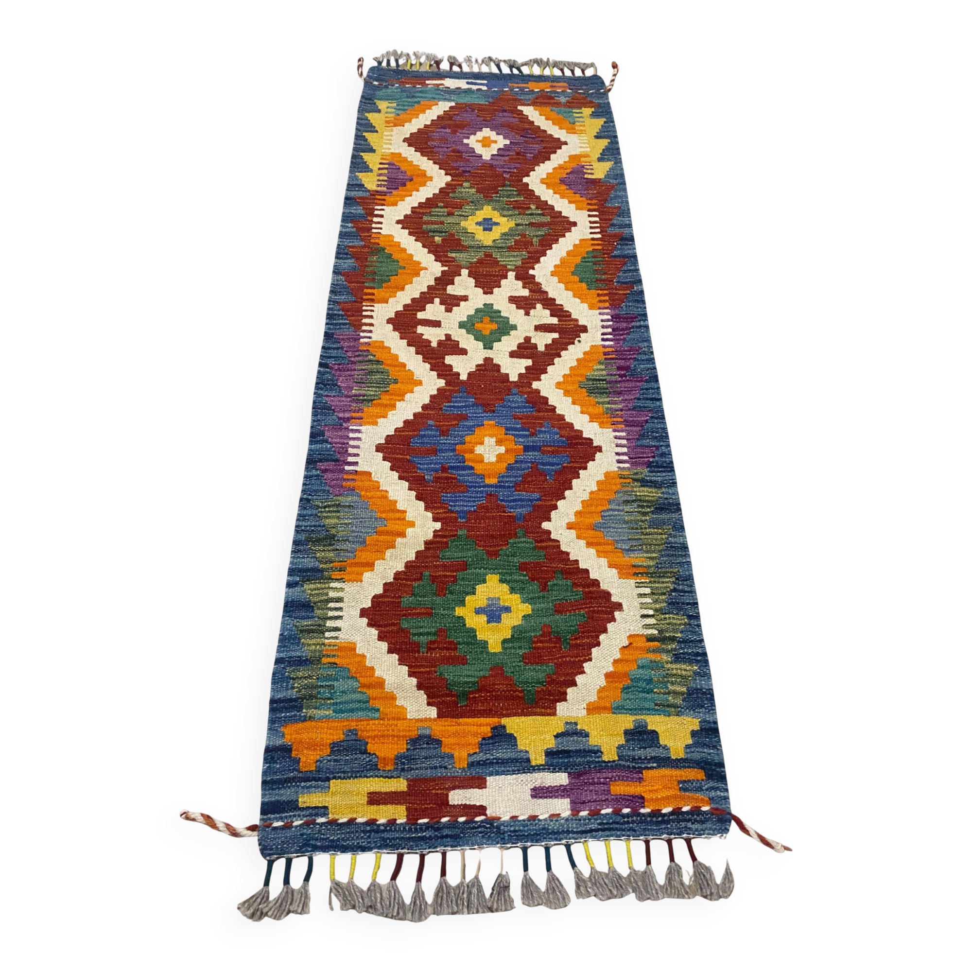Tapis kilim Afghan coloré – Artisanal – Laine 100 %