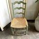 Provençal chair in water green wood and woven straw