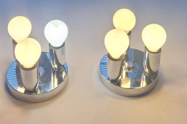 Set of Two Wall Lamps, Flush Mount, Sputnik, Space Age, Italy, 1970s