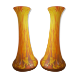 Set de 2 vases anciens en pâte de verre