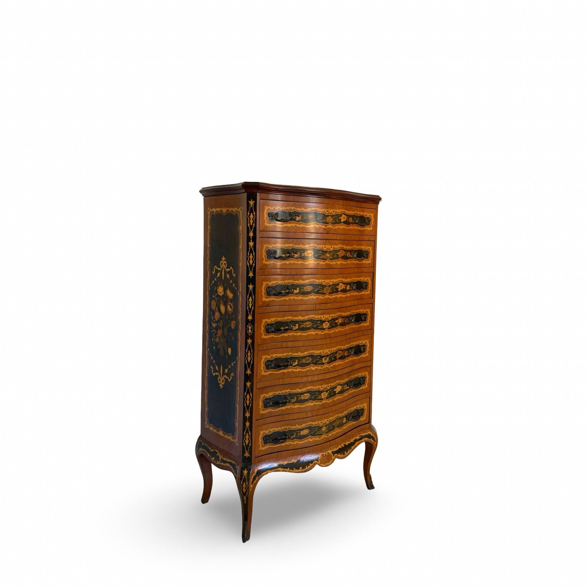 Wooden bedroom suite with inlays in mid-century Italian style, by Pacifici Prete, Rome.
