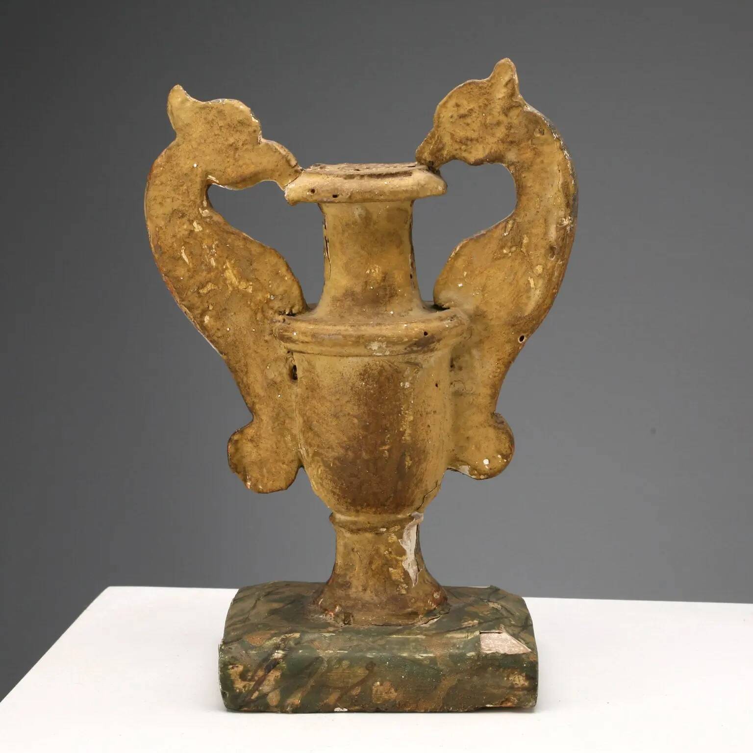 Antique vases in gilded and lacquered wood, Italy, 19th century
