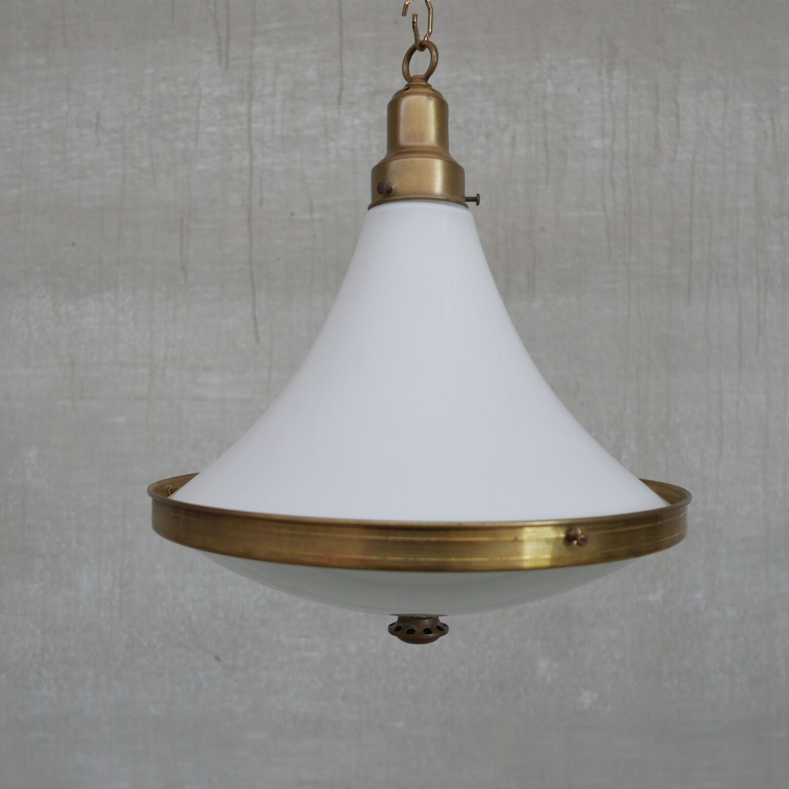 Dutch two tone opaline and brass pendant light