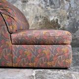 Large Beka armchair or small sofa in tapestry fabric, 70s