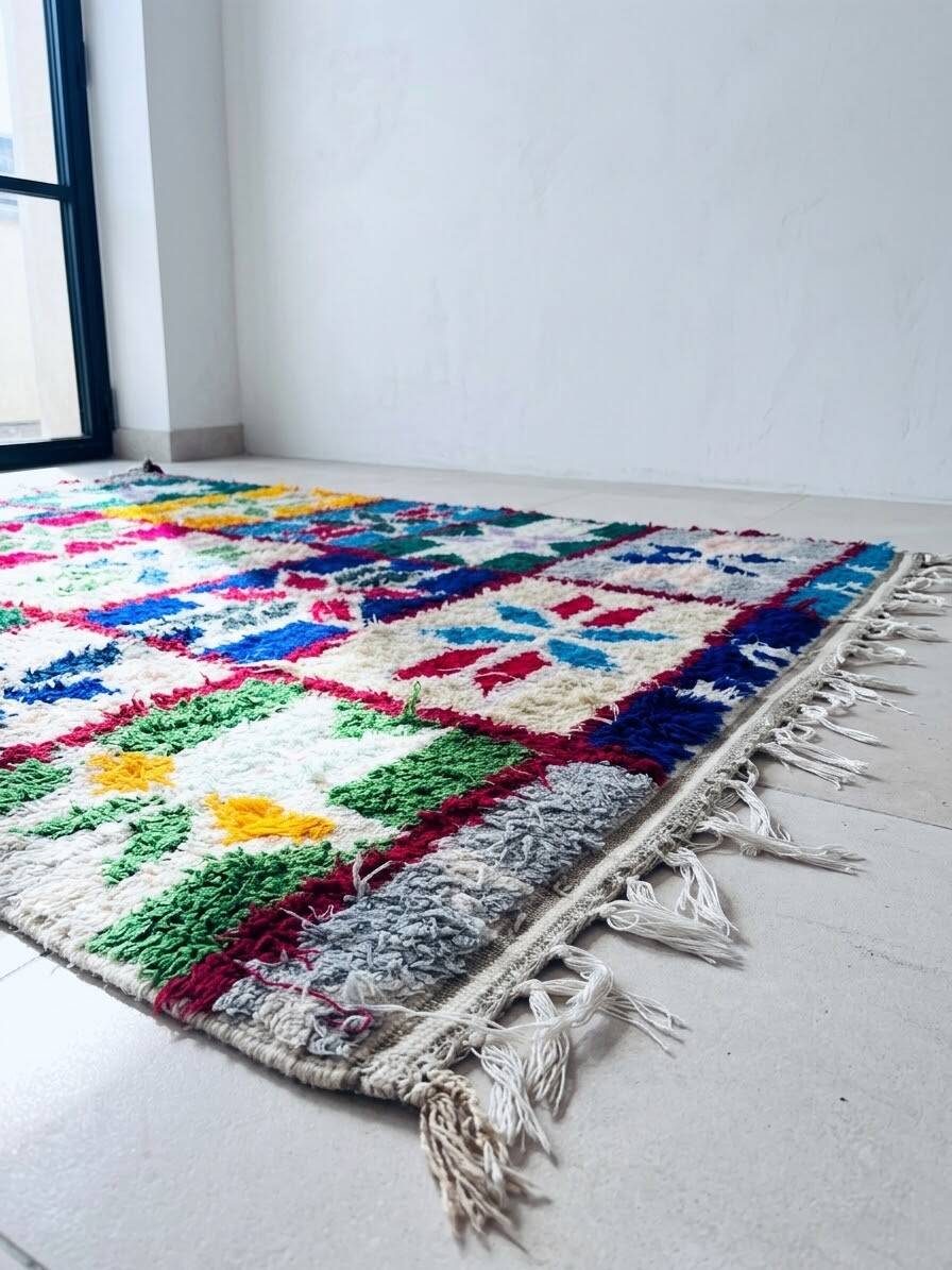 Authentic Berber rug in natural multicoloured wool - Grigou 130 x 255 cm