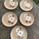 5 petites assiettes a dessert en gres, fait main, moulin des loups, motif de fleurs, made in france