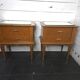 Pair of vintage oak bedside tables with mirror top