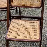 Set of 4 folding chairs wood and canning of the 70s