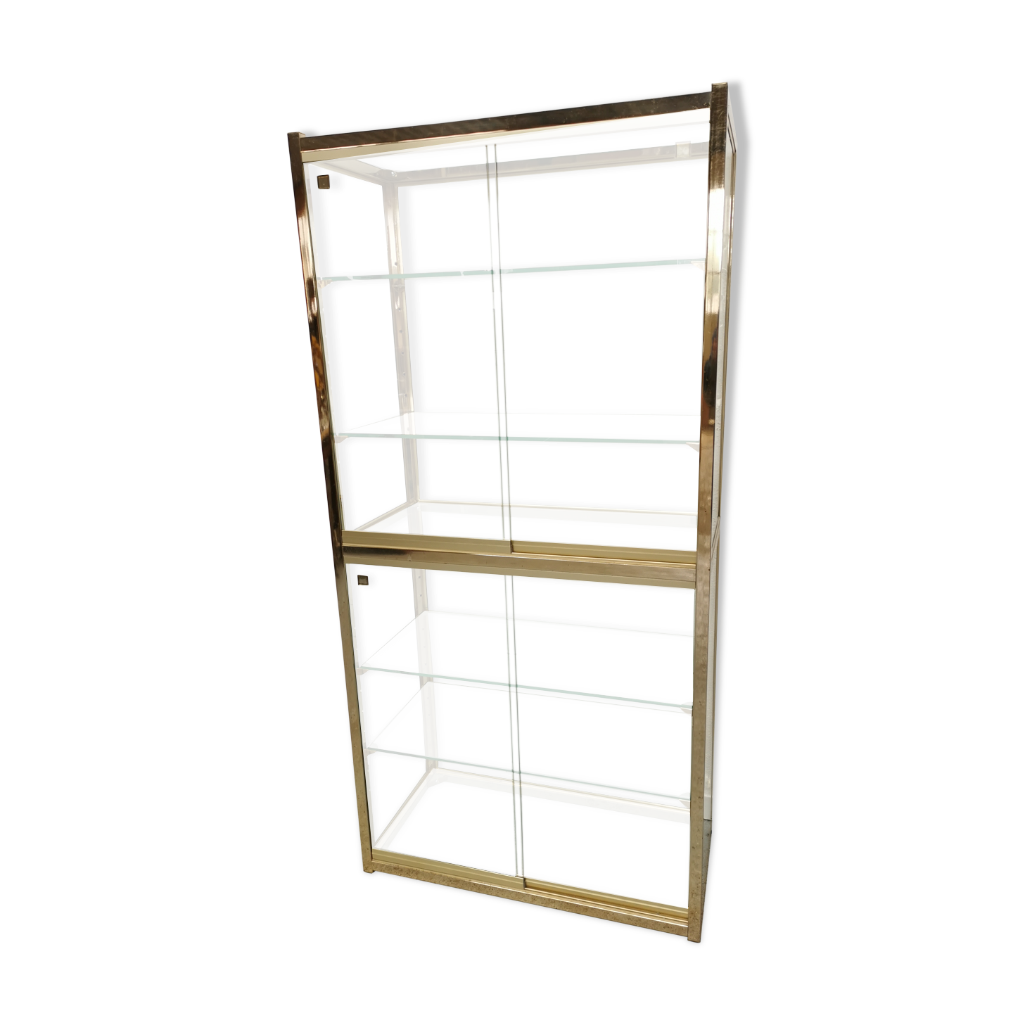 Vitrine laiton étagère verre design 1970