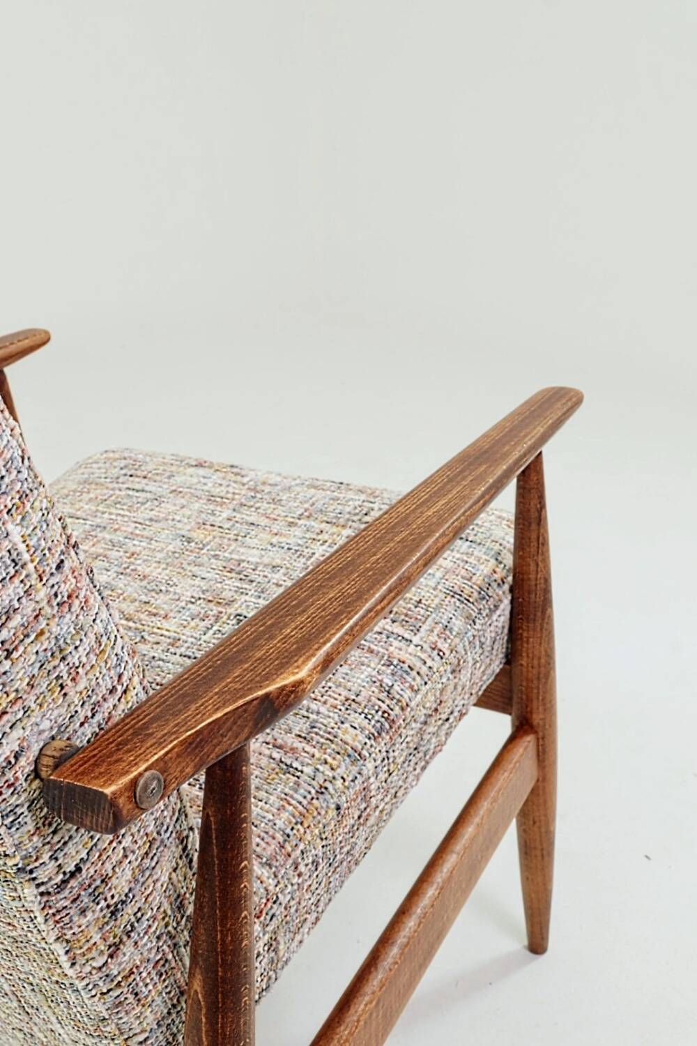 Vintage armchair mid-century modern design knitted fabric