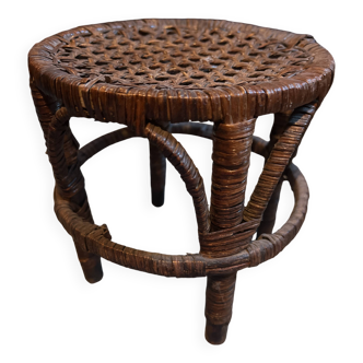 Mini old rattan stool