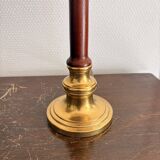 Pair of Brass-Gilded Bouillotte Lamps Vintage Wood Neo-Classical Shade