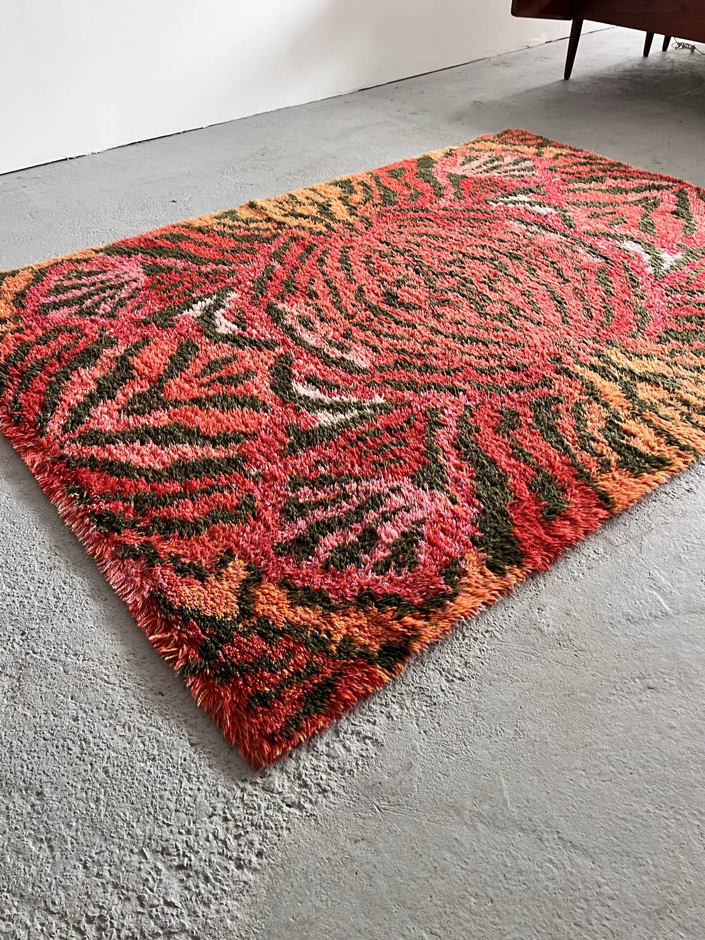Rare Scandinavian Rya Rug, 1970’s, Space Age, Sweden