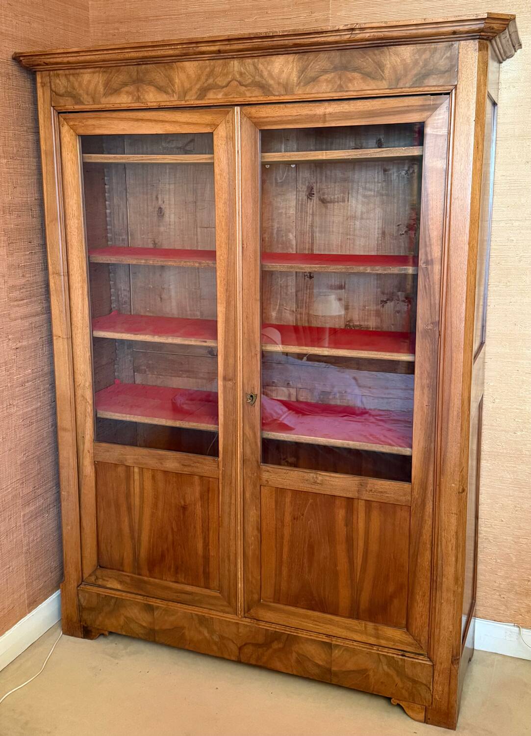 Louis XVI style solid wood display cabinet