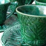 Tasses et soucoupes à café vintage en céramique de Gien, lot de 10