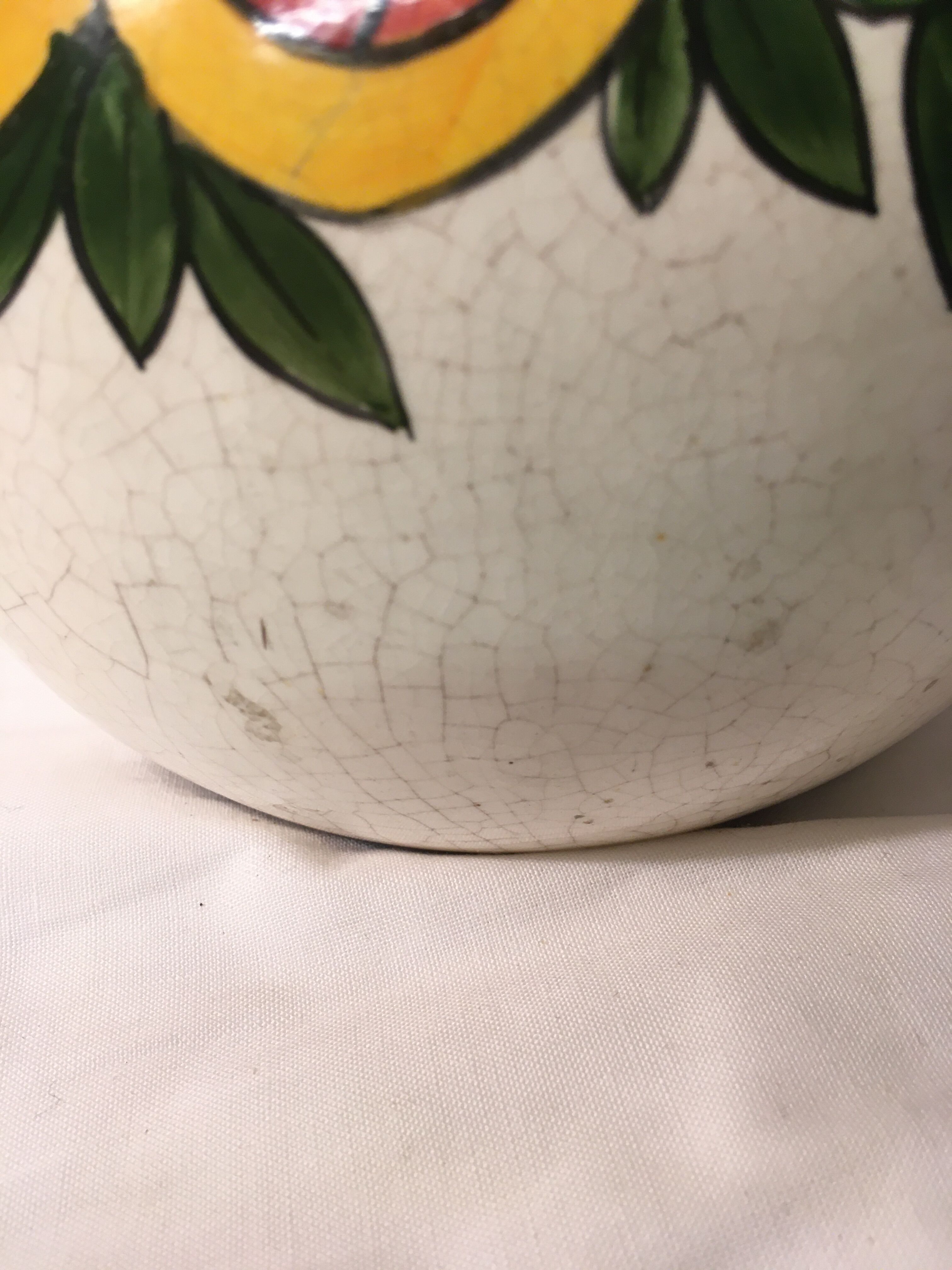 Art deco ball vase in cracked earthenware