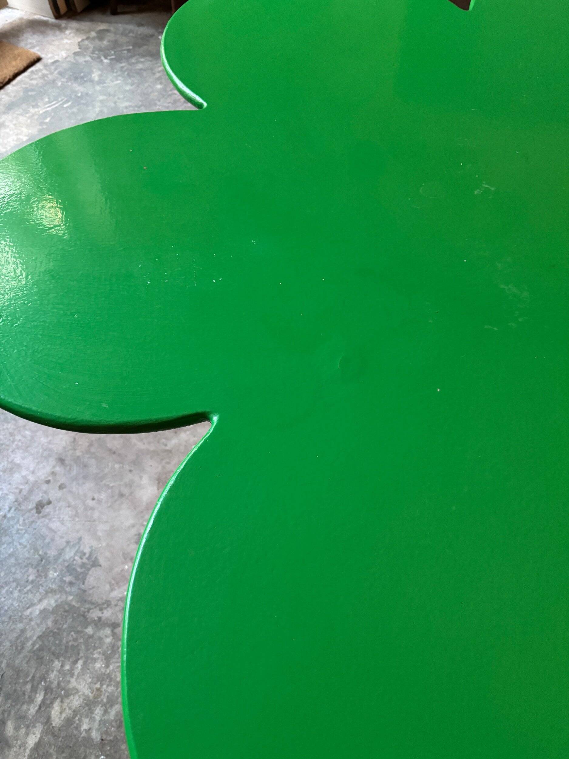 Tomotom table in wood and green metal by Bernard Holdaway, 1960